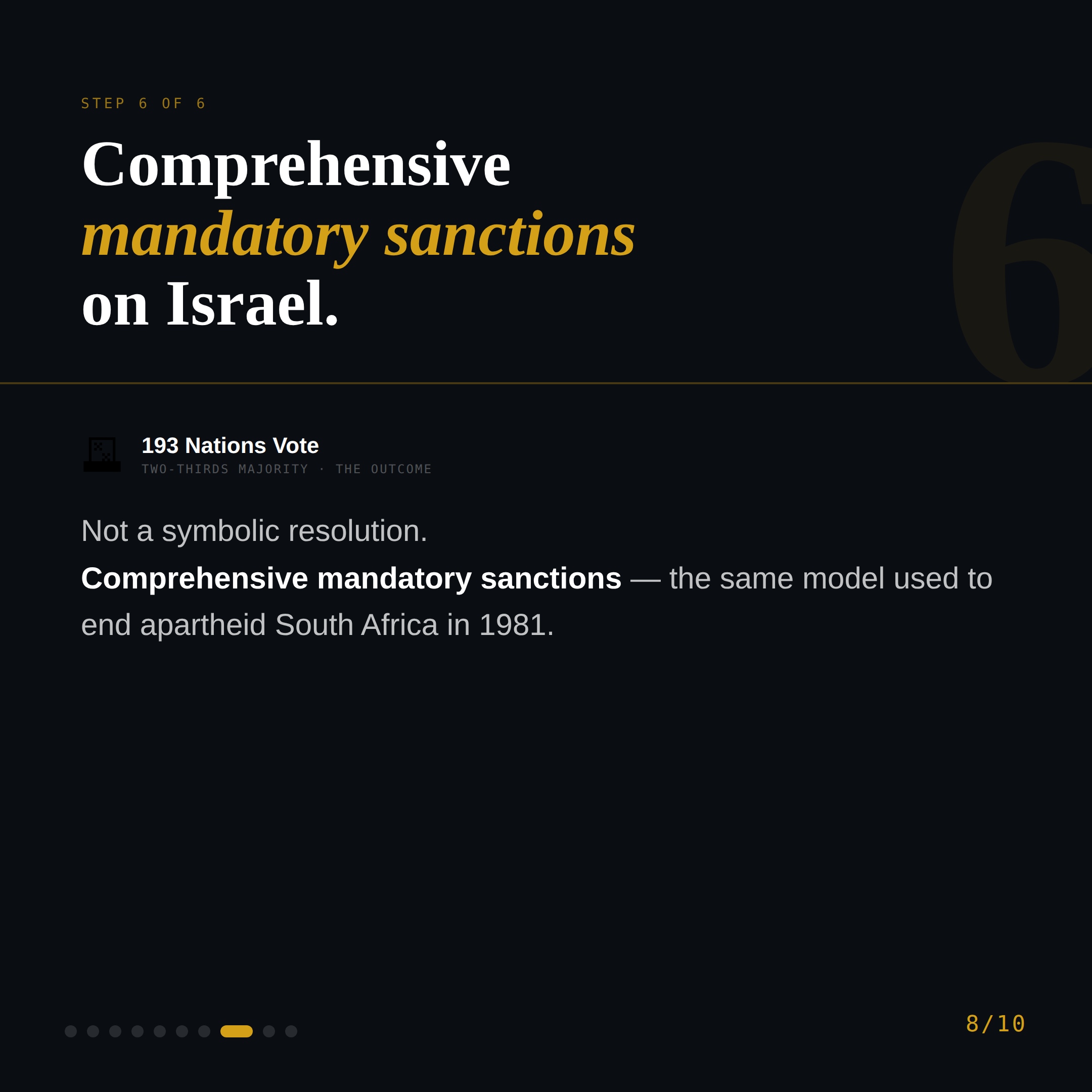 Slide 8 — Step 6: Comprehensive mandatory sanctions